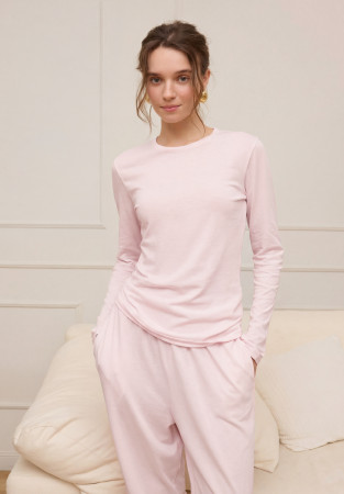 Лонгслив базовый из джерси розовый